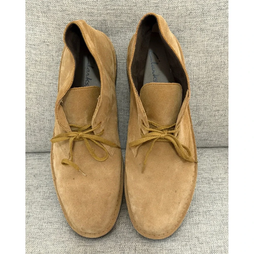 Clarks Bushacre 2 Suede Chukka Boots Mens 14 Tan Brown Lace Up Ankle Boots